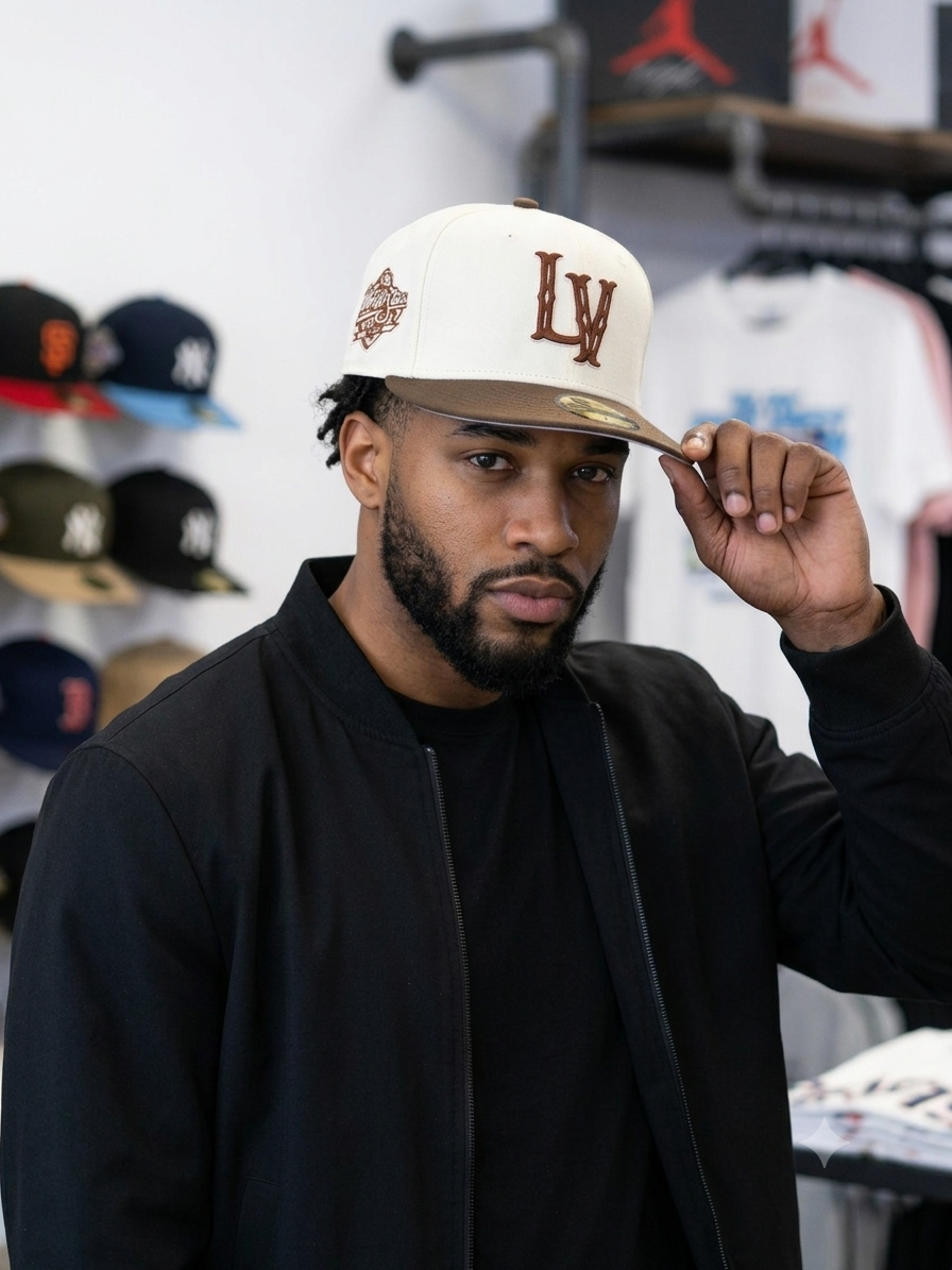 New Era Las Vegas Aviators 59Fifty Fitted Cap, featuring a distinctive white crown and brown brim.