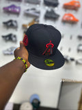 New Era 59FIFTY fitted cap featuring the Los Angeles Angels logo in black and red