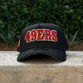 New Era San Francisco 49ers NFL 9FORTY A-Frame snapback hat in black featuring a retro 1996 Pro Bowl logo.