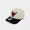 New Era 9FORTY Chicago Bulls snapback features a chrome white crown and a black A-frame visor
