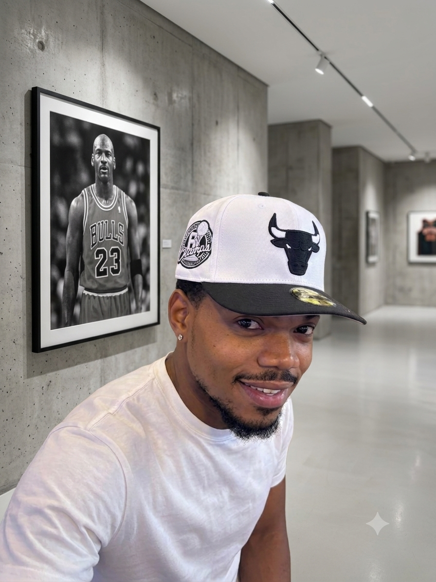 New Era 59FIFTY fitted hat featuring a black and white Chicago Bulls team logo.
