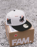 exclusive New Era 59FIFTY MLB Los Angeles Dodgers 60th Anniversary fitted cap, with a graphite underbrim