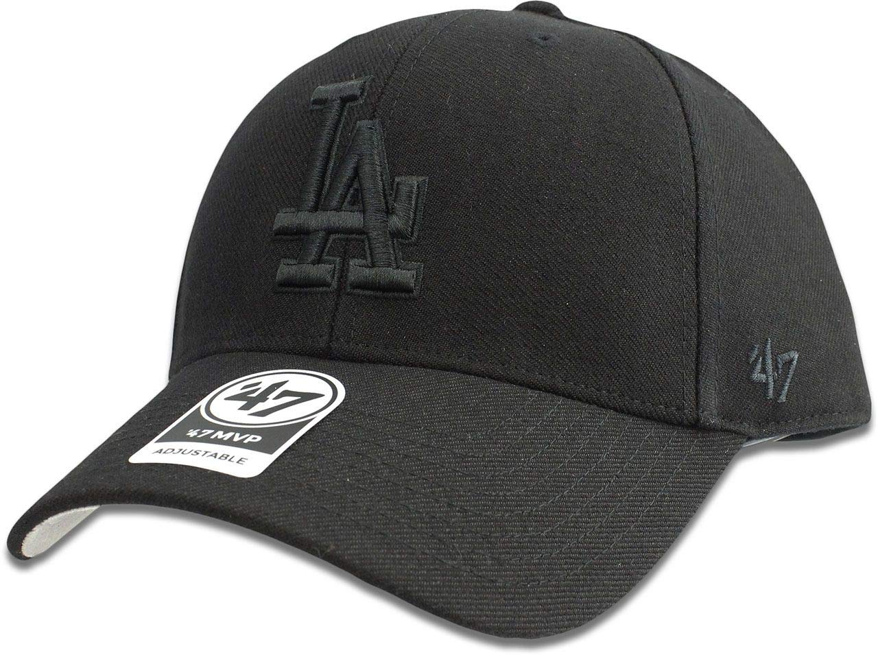 47 Brand Los Angeles Dodgers MVP adjustable cap in a tonal black-on-black color scheme.