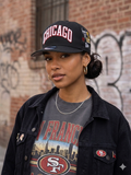 red New Era Chicago Bulls 9FORTY A-Frame snapback features a stark black embroidered team logo on the front