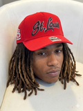 47 Brand St. Louis Cardinals red cap features a curved brim and a script logo embroidery.