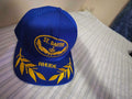 Rhude Doubler Hat in cobalt blue with St. Barths and leaf embroidery.