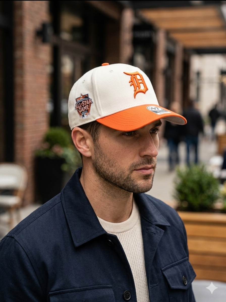New Era Detroit Tigers 2005 All-Star Game 9Forty A-Frame cap in white with an orange brim and a throwback logo.