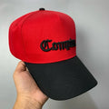 red and black Top Level Compton snapback features 3D embroidered Old English lettering on the front.