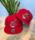 New Era 59Fifty fitted cap featuring the classic Cleveland Indians Chief Wahoo logo and a 1995 World Series patch