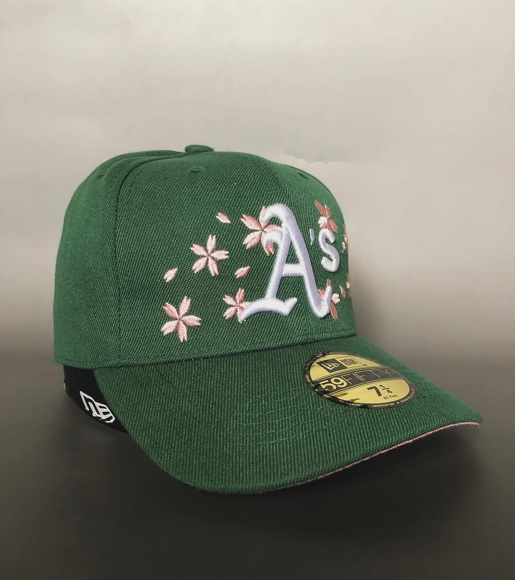 New Era Floral Series 59FIFTY Fitted cap featuring the Oakland Athletics team logo with floral embroidery