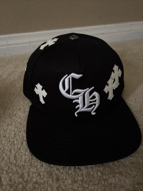 Chrome Hearts Cross Patch Baseball Hat in black.