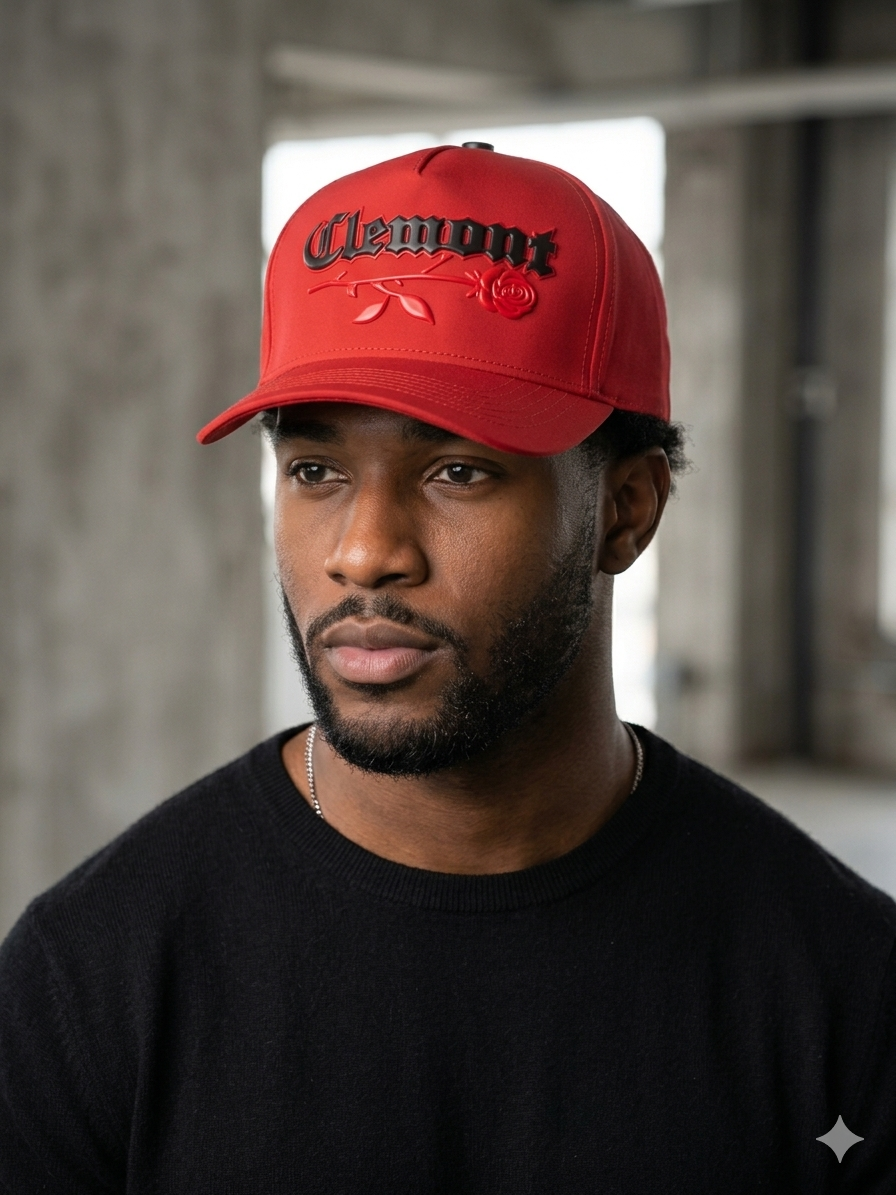 Clemont" and a rose design, branded by the apparel company Clemont. 