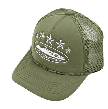 Corteiz 4Starz Alcatraz Trucker Hat in gree