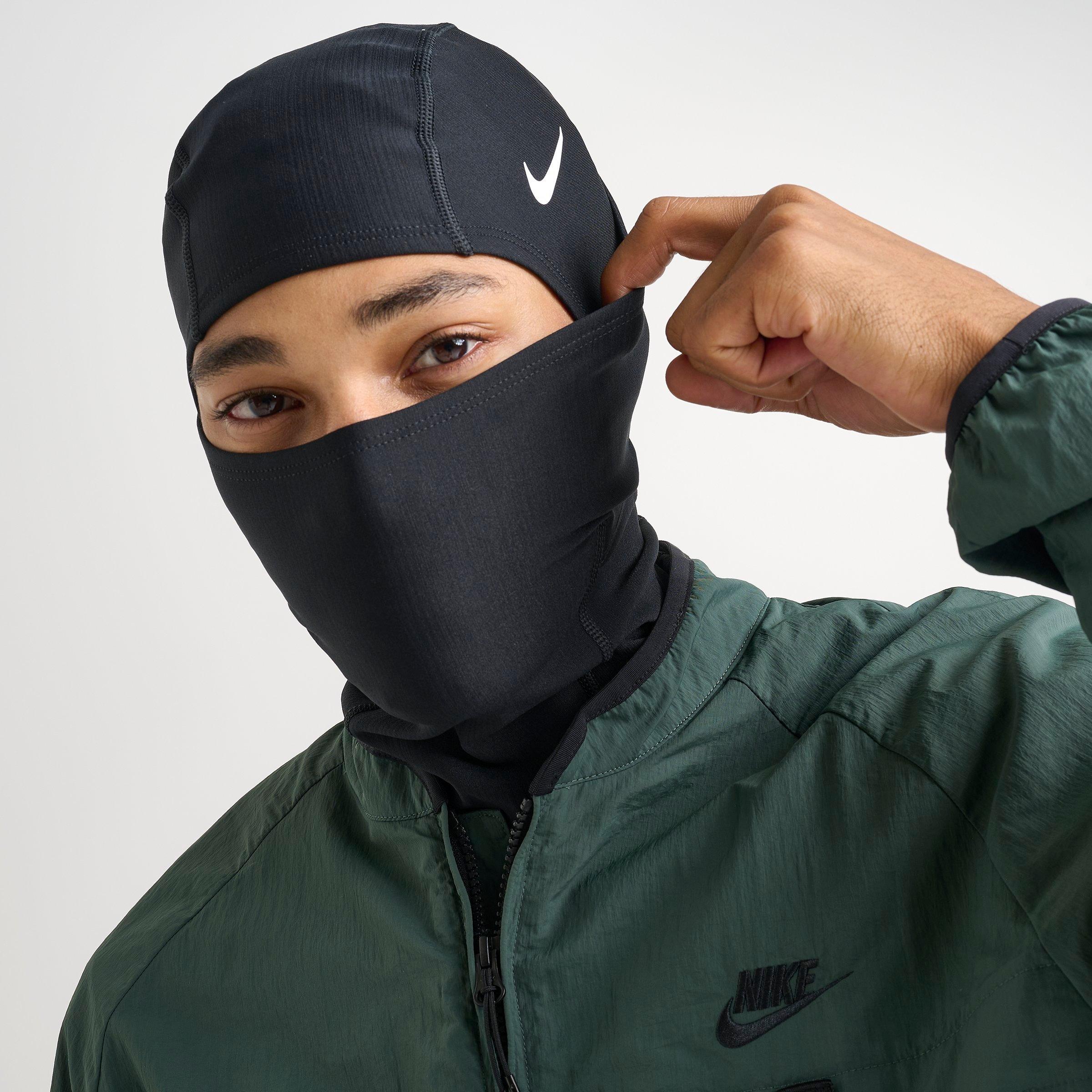 versatile Nike Pro Hyperwarm Hood, designed to function as both a full balaclava and a neck gaiter for cold-weather training black