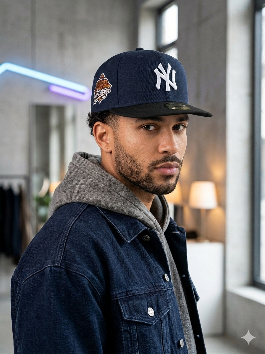 New Era New York Yankees World Series throwback edition 59Fifty fitted cap featuring a prominent side patch.