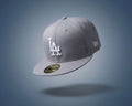 New Era Gray Los Angeles Dodgers White Logo 59FIFTY Fitted Hat.