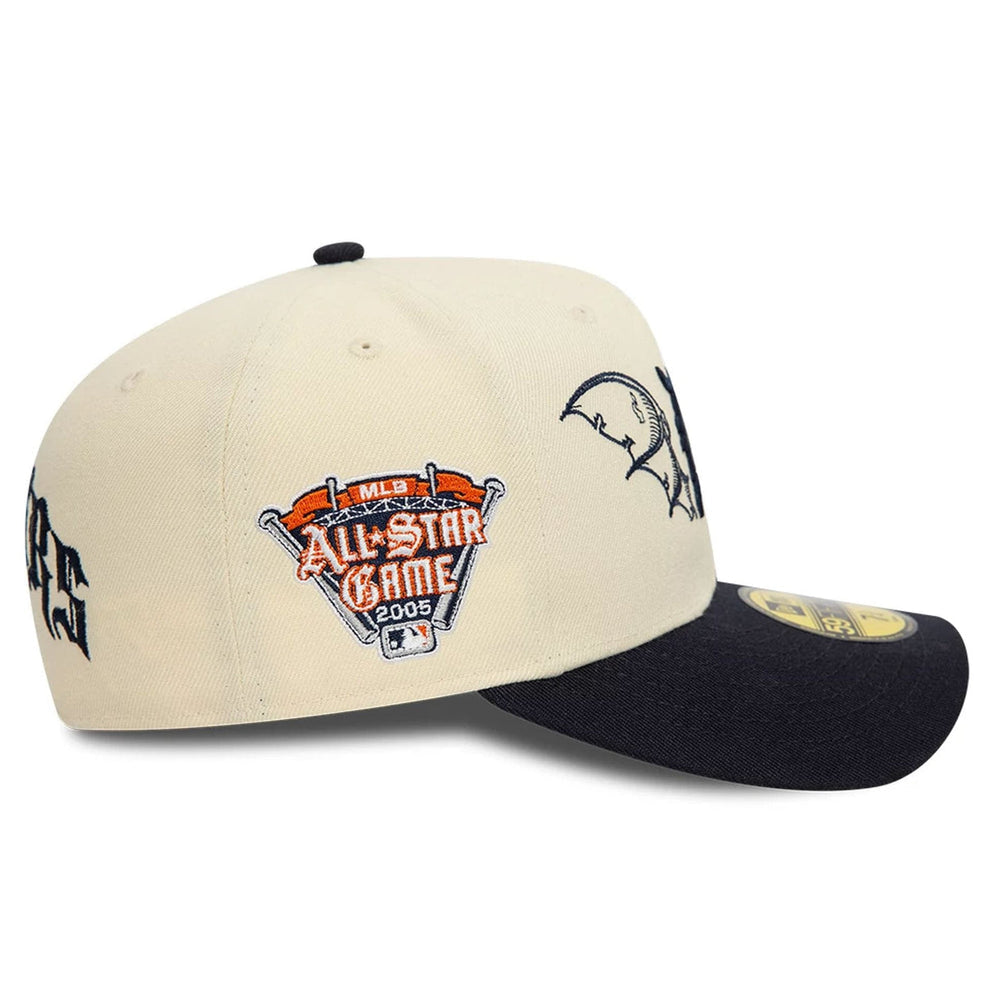 New Era Detroit Tigers "Team Wings" 59FIFTY fitted cap features a light beige structured crown with navy embroidered bat wings flanking the team logo