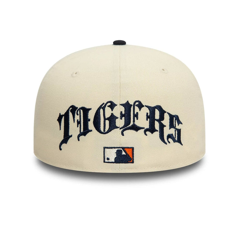New Era Detroit Tigers "Team Wings" 59FIFTY fitted cap features a light beige structured crown with navy embroidered bat wings flanking the team logo